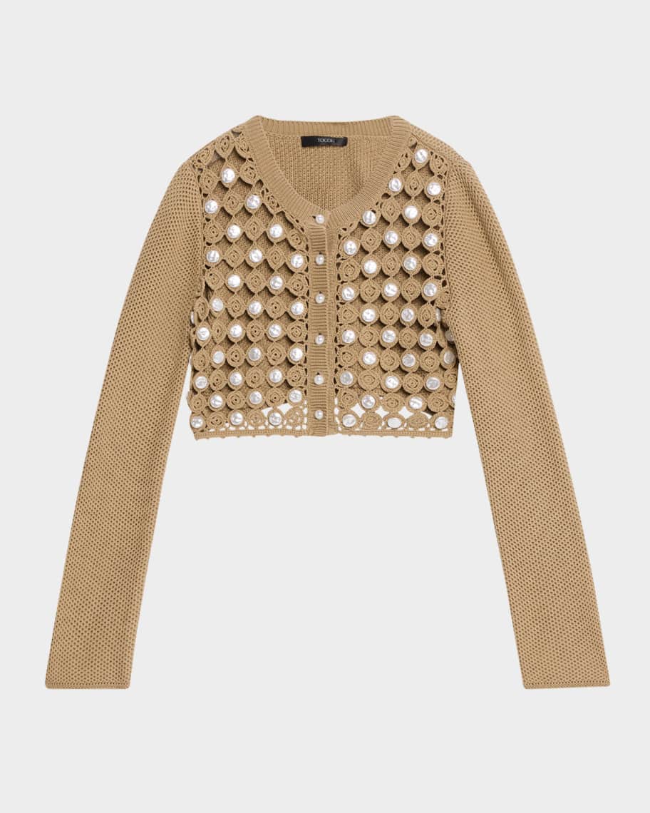 Toccin Noah Open-Knit Cropped Cardigan | Neiman Marcus