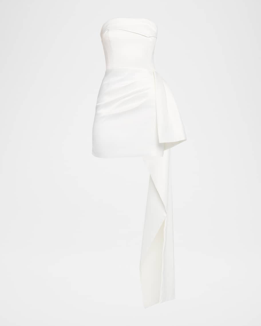 NICHOLAS Calliope Strapless Draped Satin Mini Dress