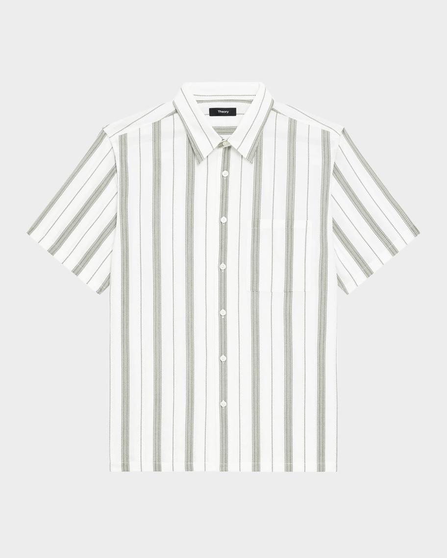 Theory Men's Summer Dobby Stripe Short-Sleeve Shirt | Neiman Marcus