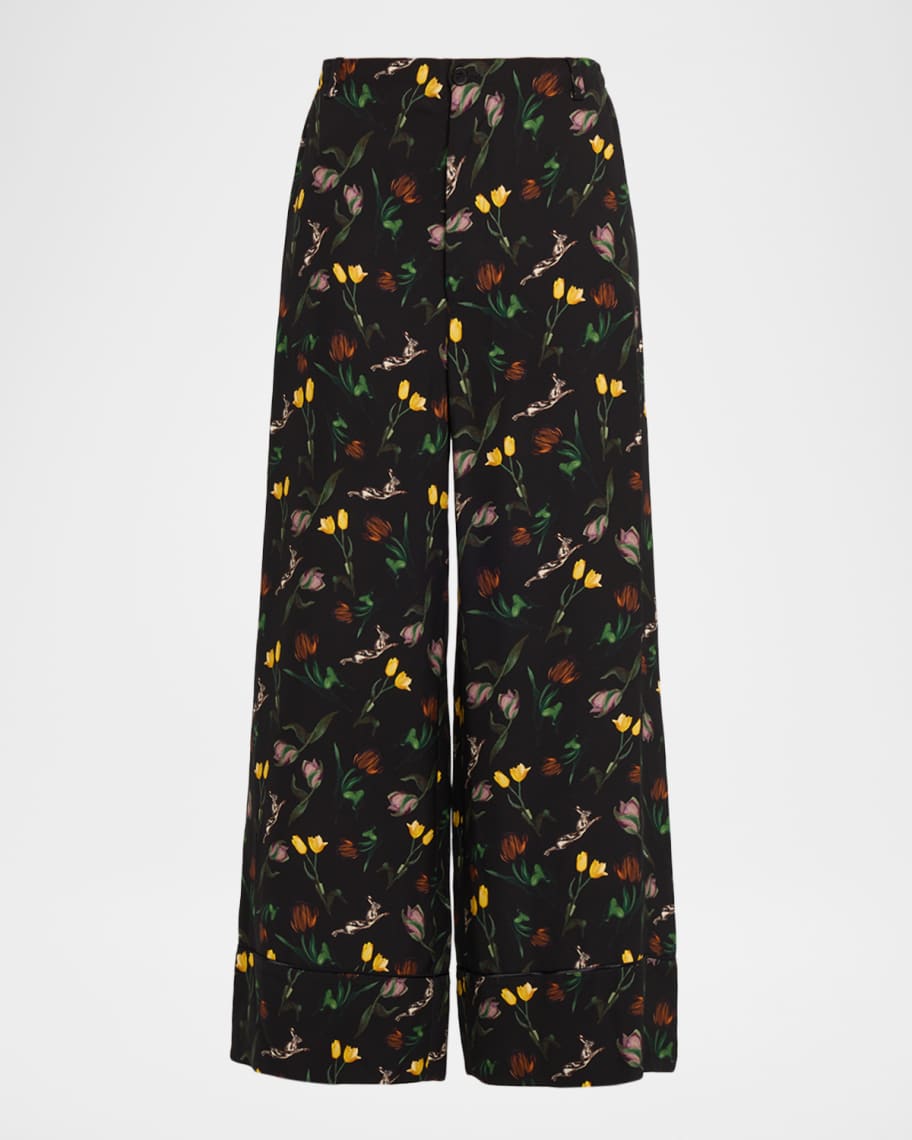 パンツ Marni Wide-Leg Floral Print Trousers With High Waist Marni Floral Wide-Leg Trousers | Neiman Marcus