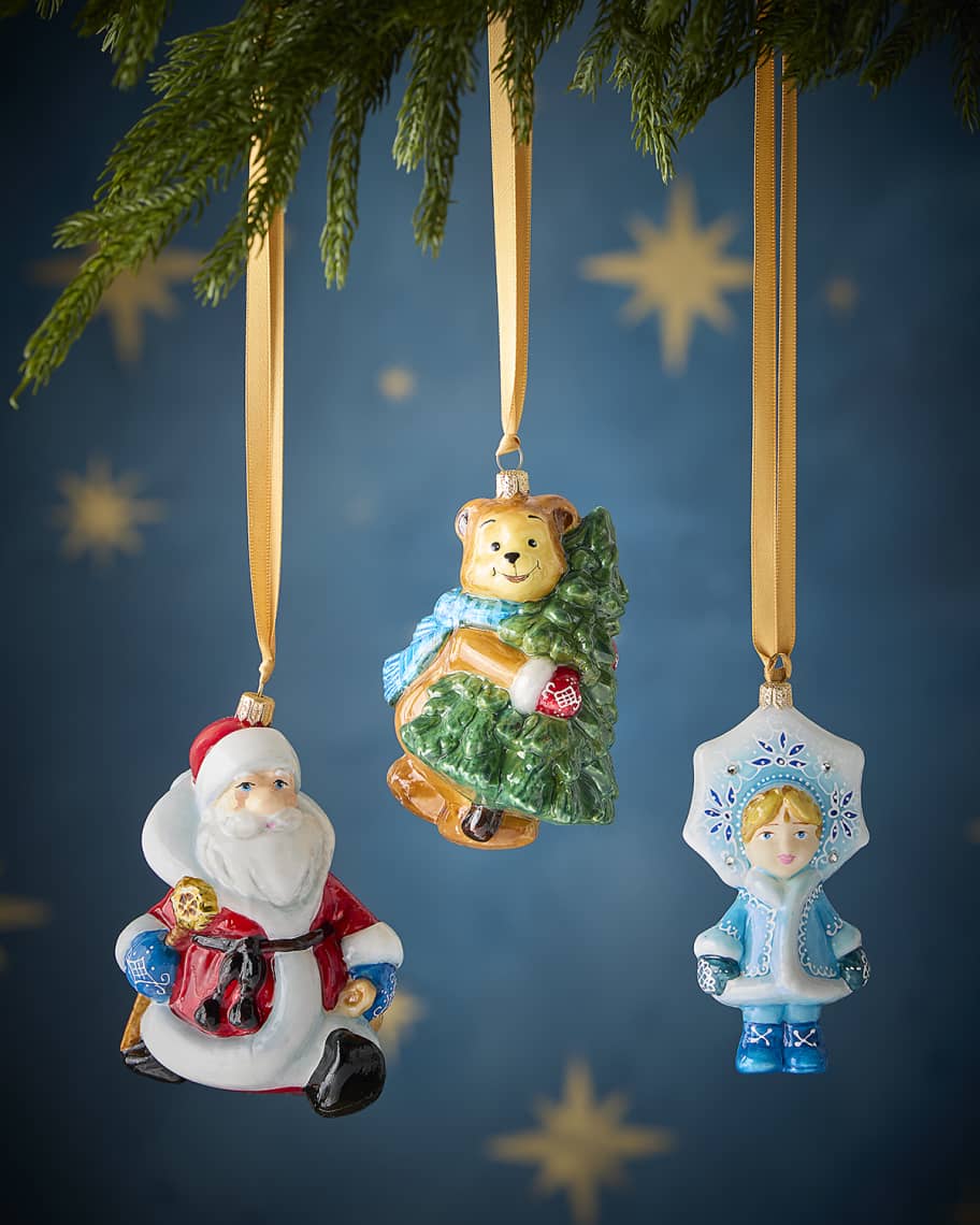 * old ornament ୨୧ リスさん* クマさん  オーナメント SET Komozja Santa, Bear with Tree and Little Girl Christmas