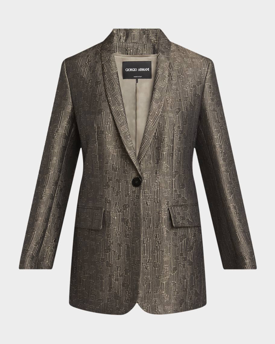 Giorgio Armani Geo Silk Jacquard Single-Breasted Blazer