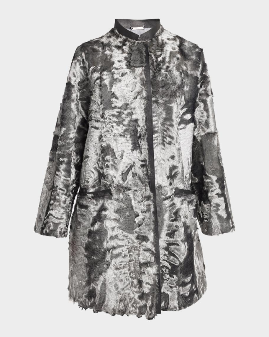 Giorgio Armani Iridescent Lamb Shearling Zip Coat | Neiman Marcus