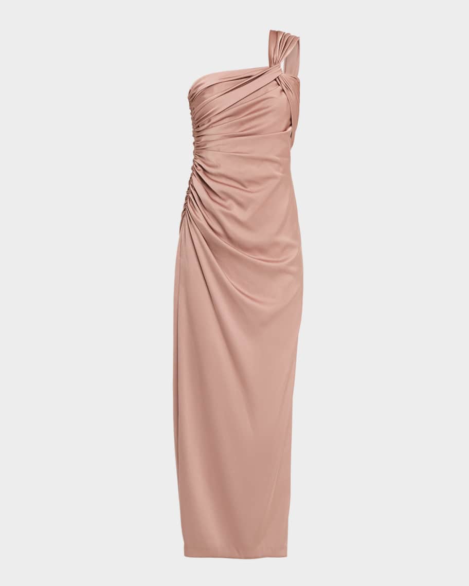 r.l.rowdon様 Aidan Mattox Ruched One-Shoulder Column Gown | Neiman Marcus