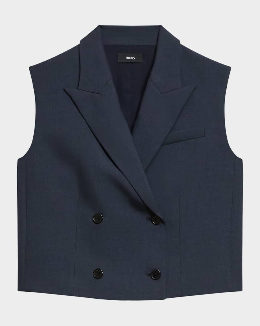Theory Boxy Double-Breasted Vest | Neiman Marcus