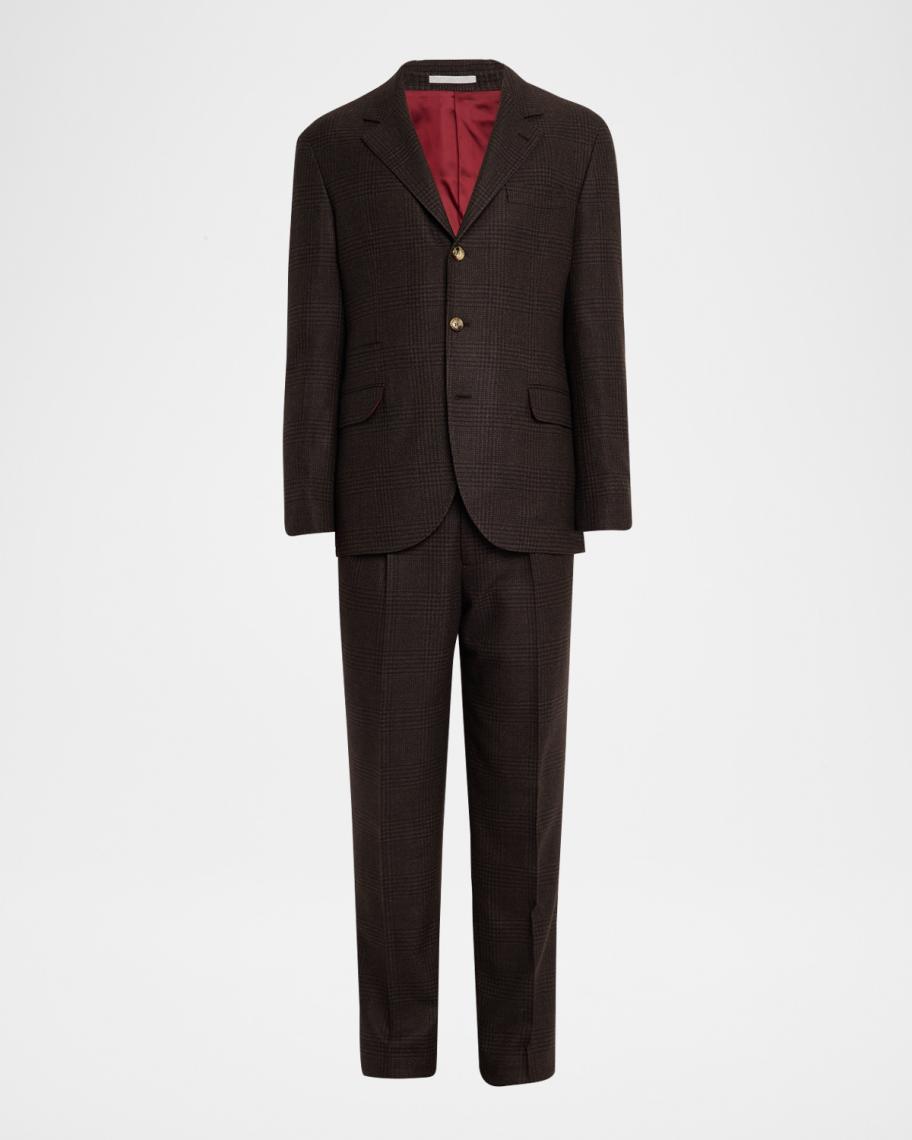 Brunello Cucinelli Men's Wool, Cashmere and Silk Prince of Wales Suit ...