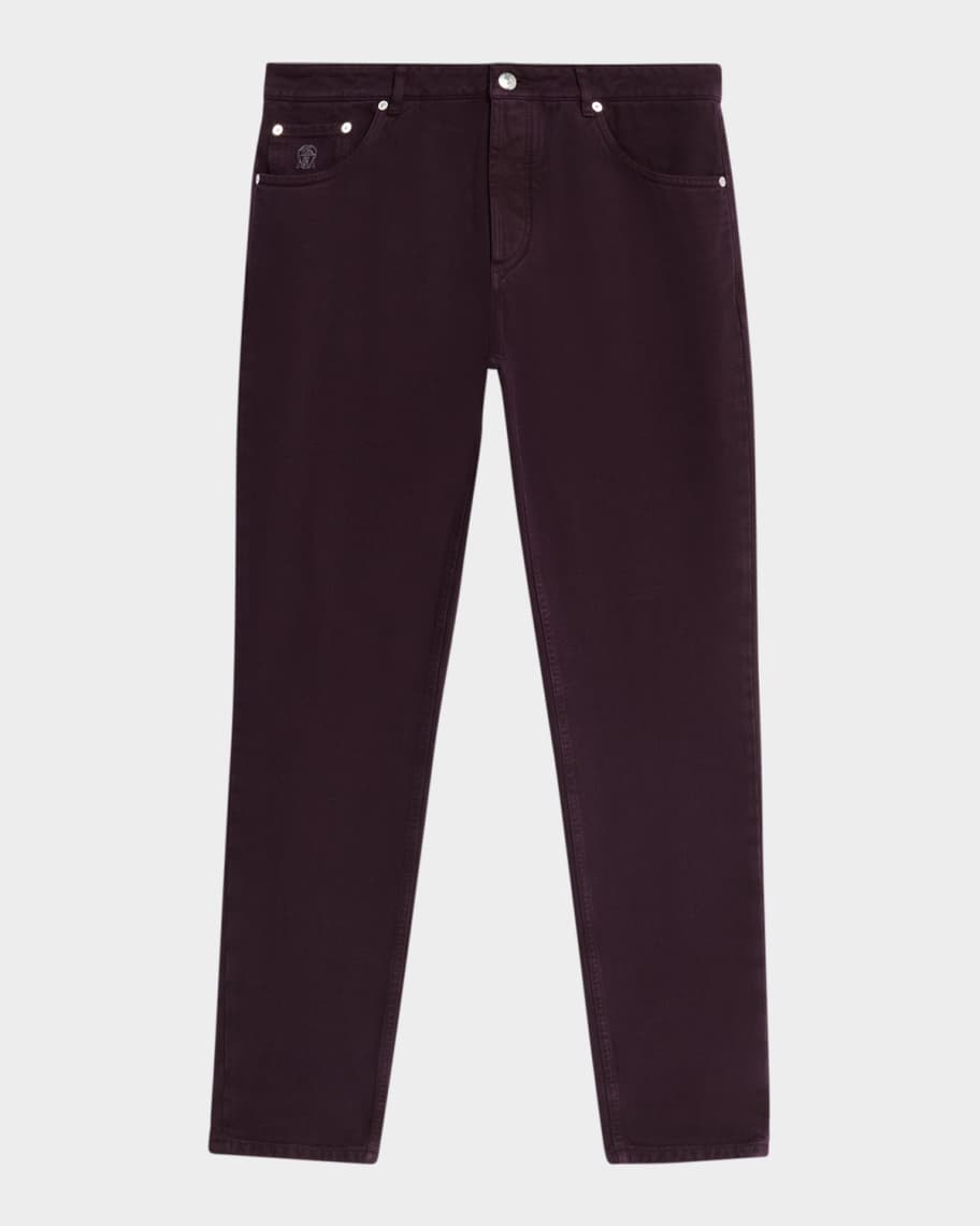 【関税＆送料込み】Brunello Cucinelli White Five-Pocket Pat Brunello Cucinelli - Off-White Traditional Fit Five-Pocket Jean