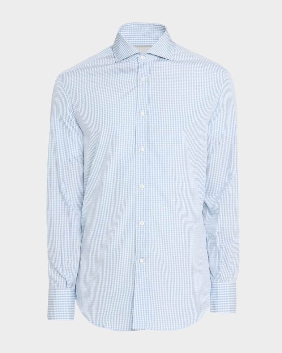 BRUNELLO CUCINELLI チェック柄シャツ スリムフィット L Brunello Cucinelli Men's Gingham Check Long-Sleeve Shirt | Neiman