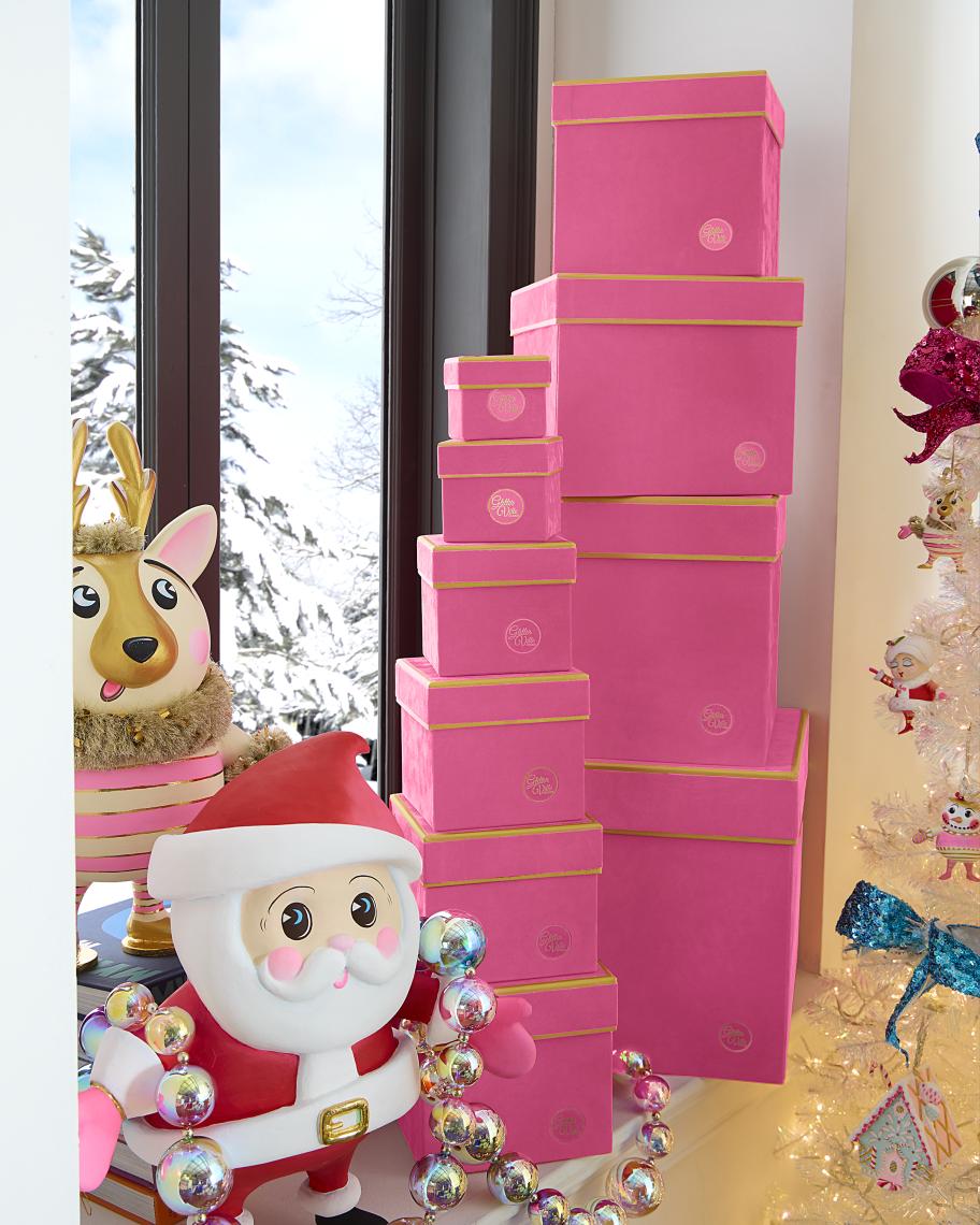 Glitterville Patisserie Square Flocked Stacking Boxes, Set of 10