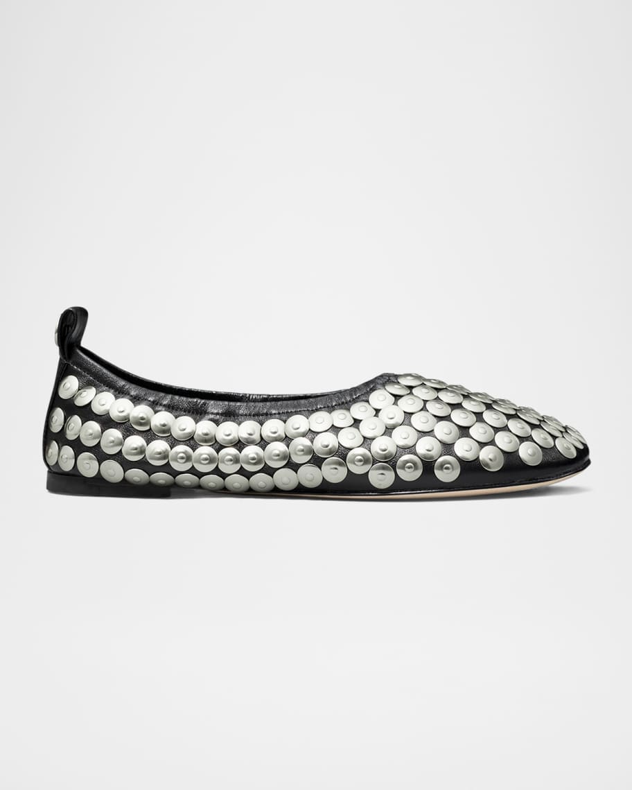 Tory Burch Studded Leather Ballerina Flats Neiman Marcus