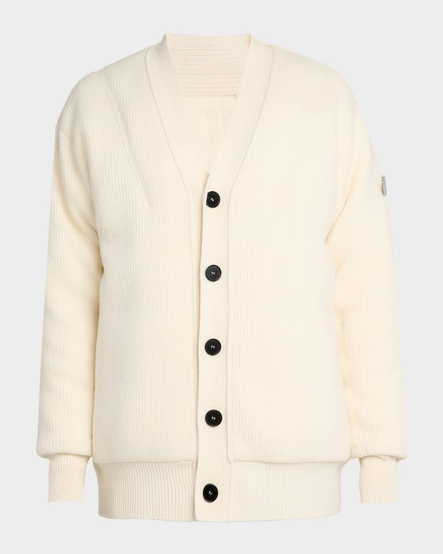 Moncler Genius x JIL SANDER Men's Wool Rib Cardigan | Neiman Marcus