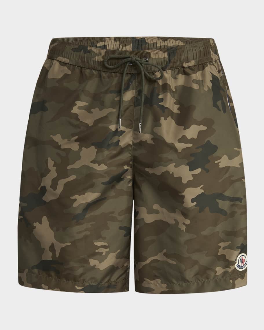 【MONCLER】PRINTED SWIM SHORTS◆K10912C00008598LZ MONCLER Straight-Leg Short-Length Monogrammed Swim Shorts