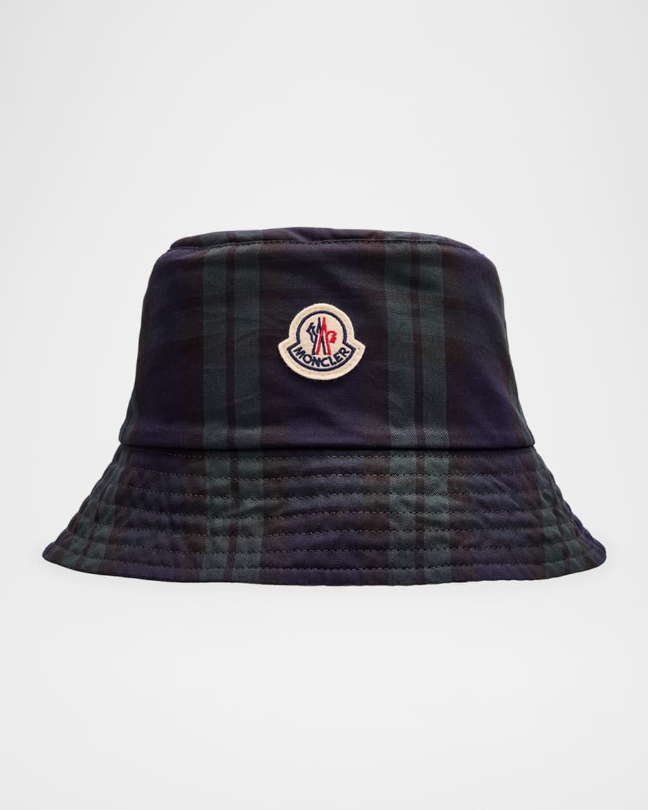 Moncler Men's Archivio Plaid Wool Bucket Hat | Neiman Marcus
