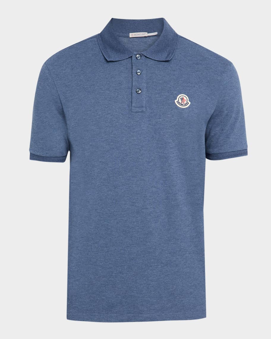 Moncler Men's Leather-Emblem Polo Shirt | Neiman Marcus