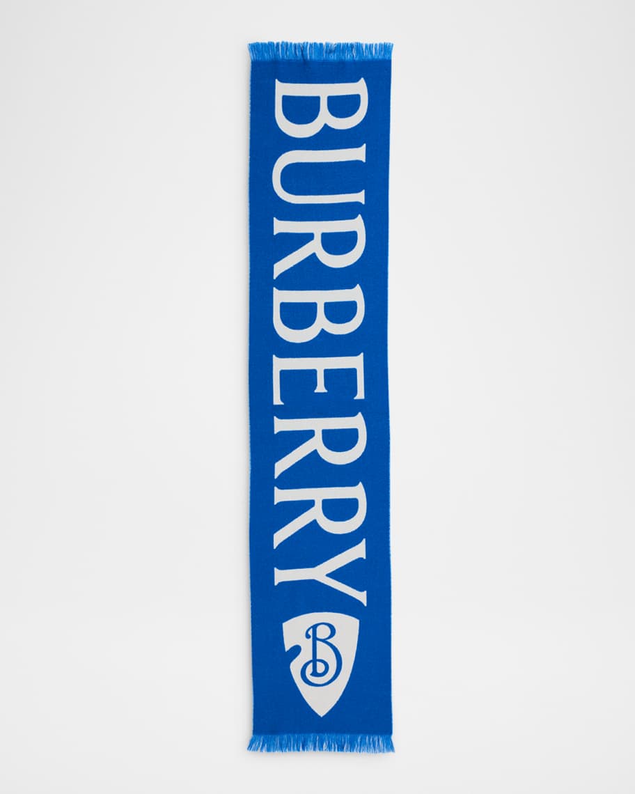 Burberry Men's Wool Logo Text B Shield Scarf | Neiman Marcus