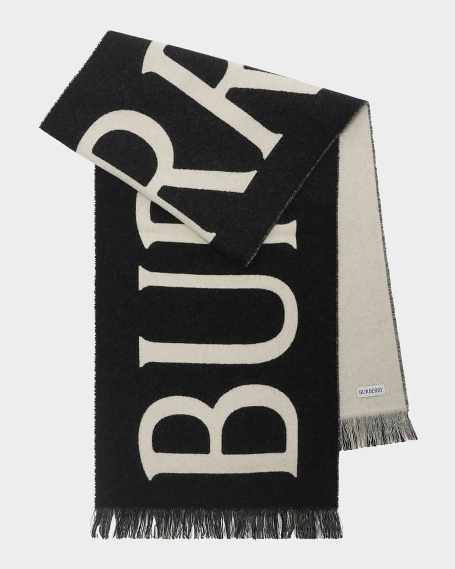 Burberry Men's Wool Logo B-Shield Scarf | Neiman Marcus