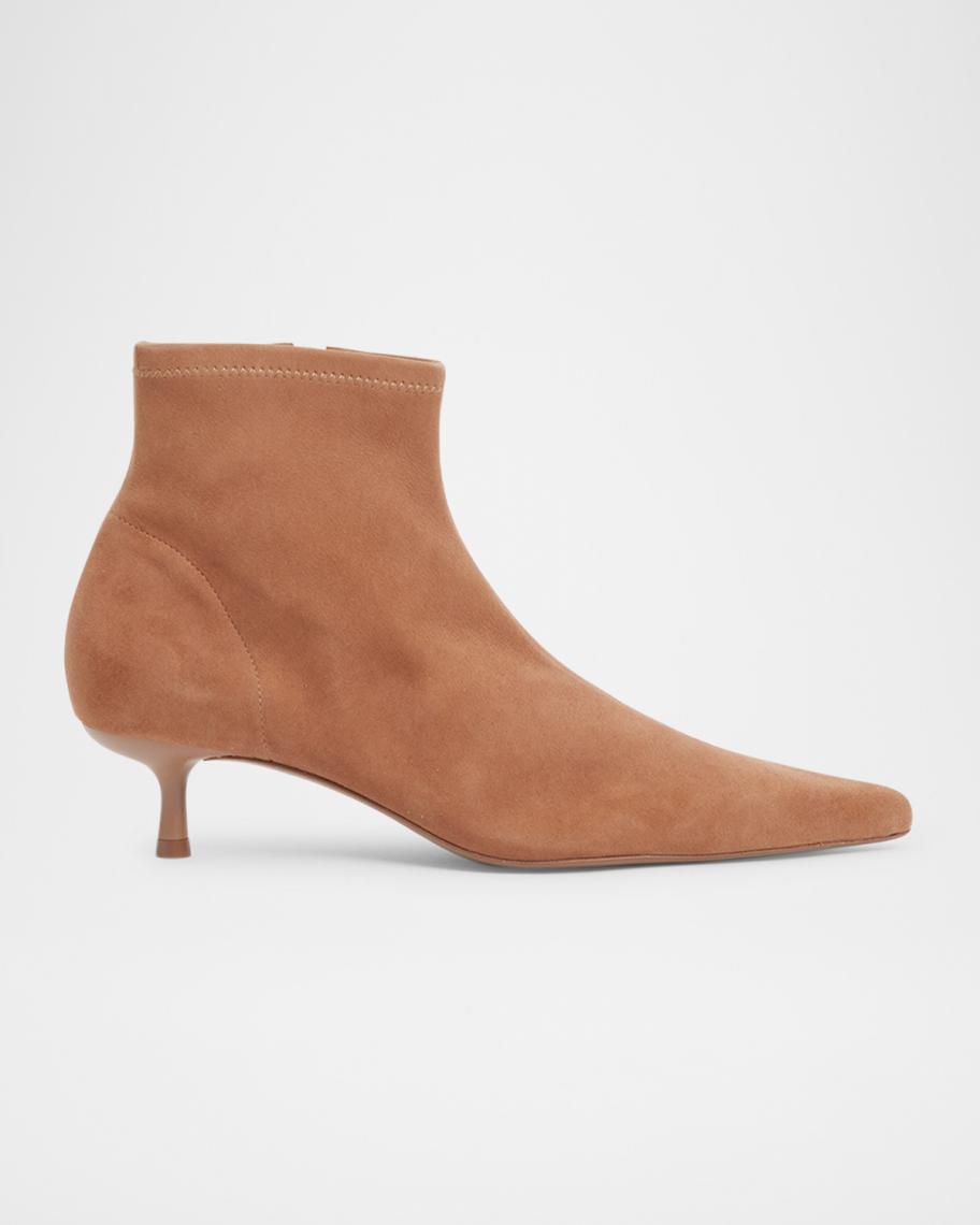 SIMKHAI Joni Stretch Suede Ankle Booties | Neiman Marcus