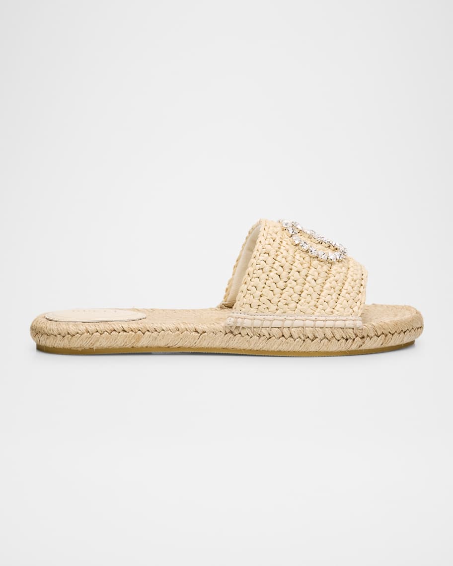Cora GG Interlock Raffia Espadrille Sandals
