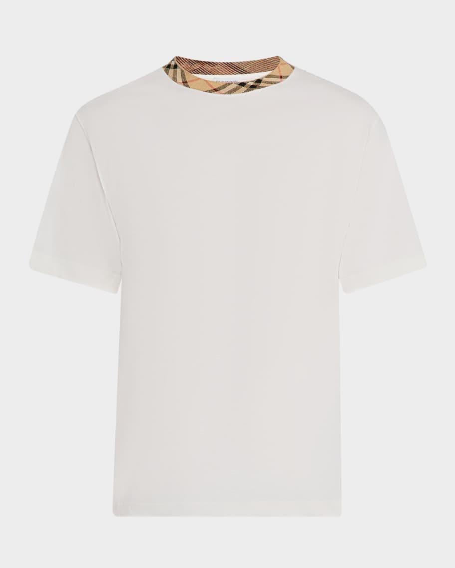 BURBERRY Tシャツ Burberry Men's Cotton Check-Trim Crewneck T-Shirt | Neiman Marcus