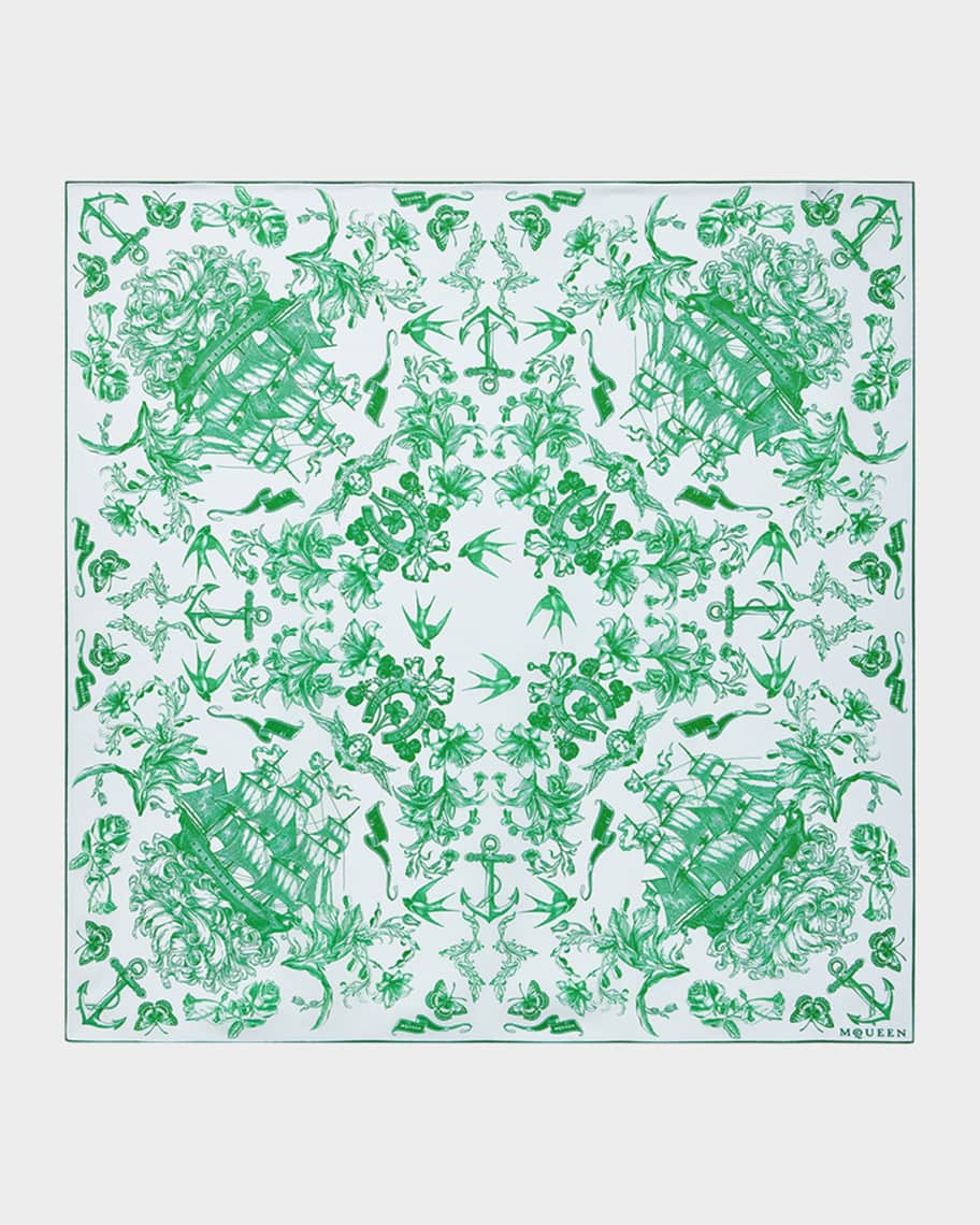 【関税込み】Fo Sailor Tattoo Scarf - Alexander McQueen - Sil McQueen Sailor Tattoo Silk Scarf | Neiman Marcus