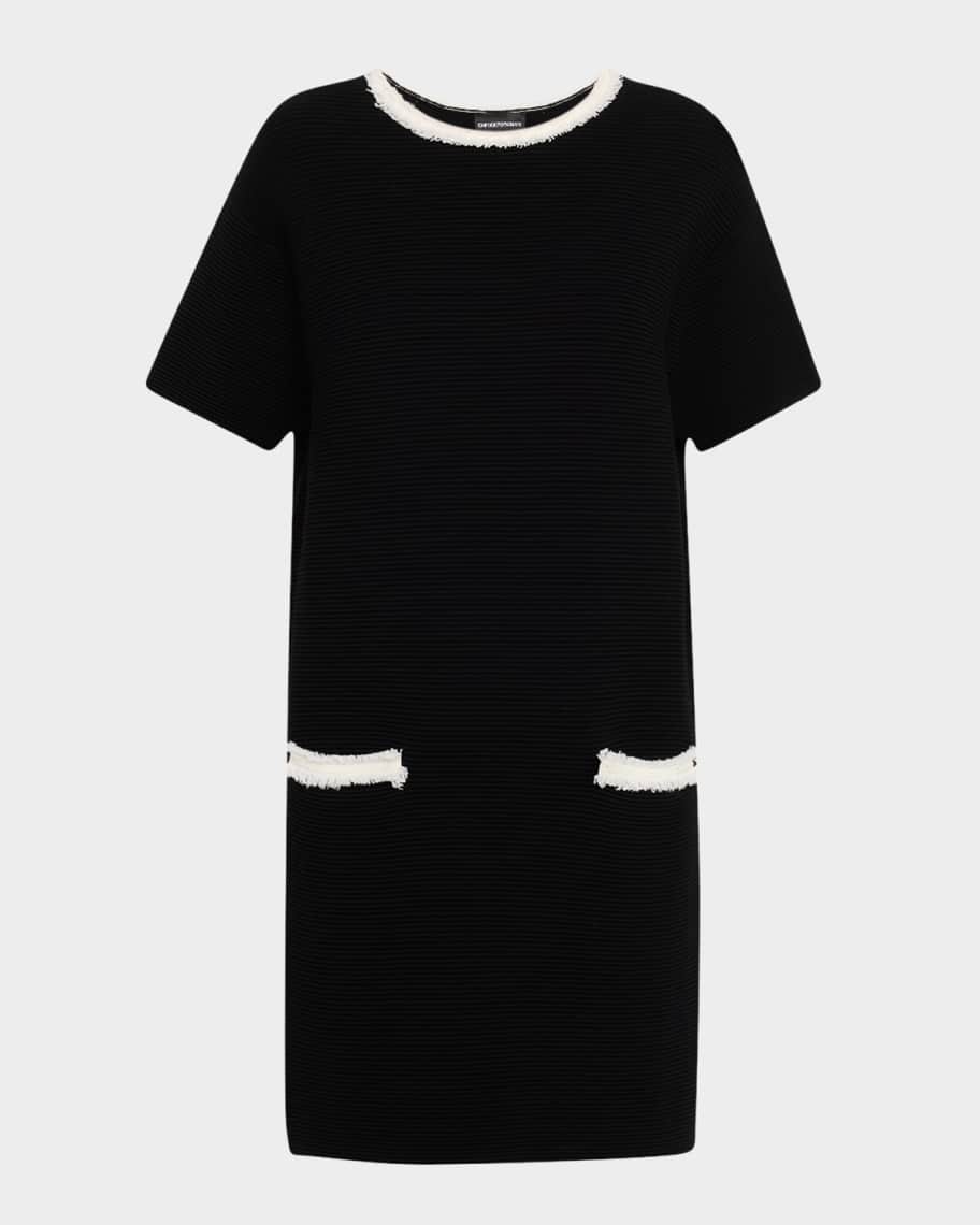 Emporio Armani Fringe-Trim Ottoman Shift Dress | Neiman Marcus