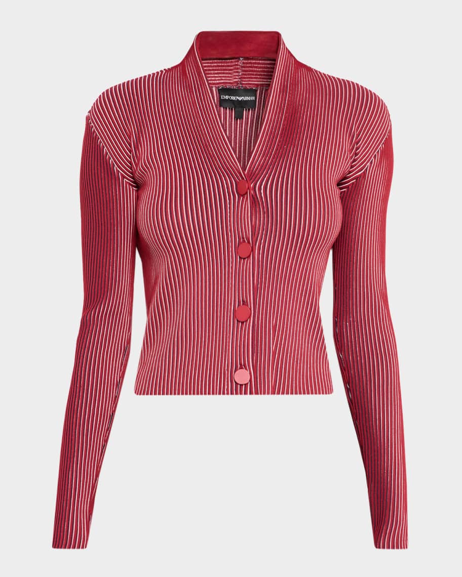 Emporio Armani Striped Rib Knit Cardigan | Neiman Marcus