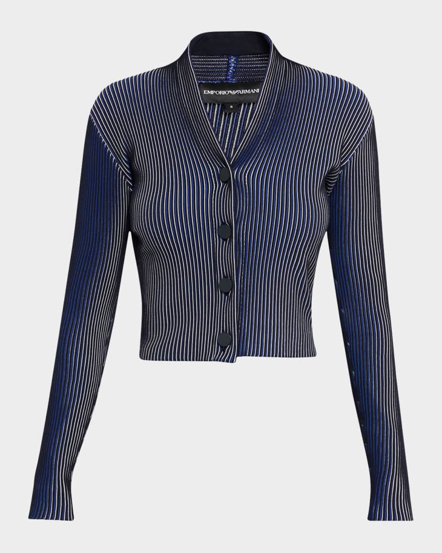 人気新品 Emporio Armani Button-Down Striped Knit Cardigan | Neiman Marcus トップス