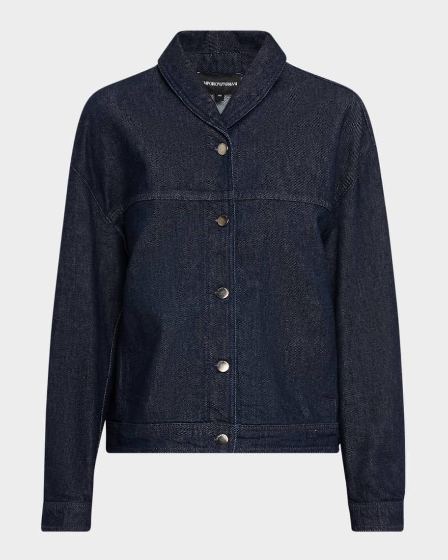 ジャケット・アウター EMPORIO ARMANI jeans Mao Collar Jacket Emporio Armani Shawl-Collar Cotton Denim Jacket | Neiman Marcus