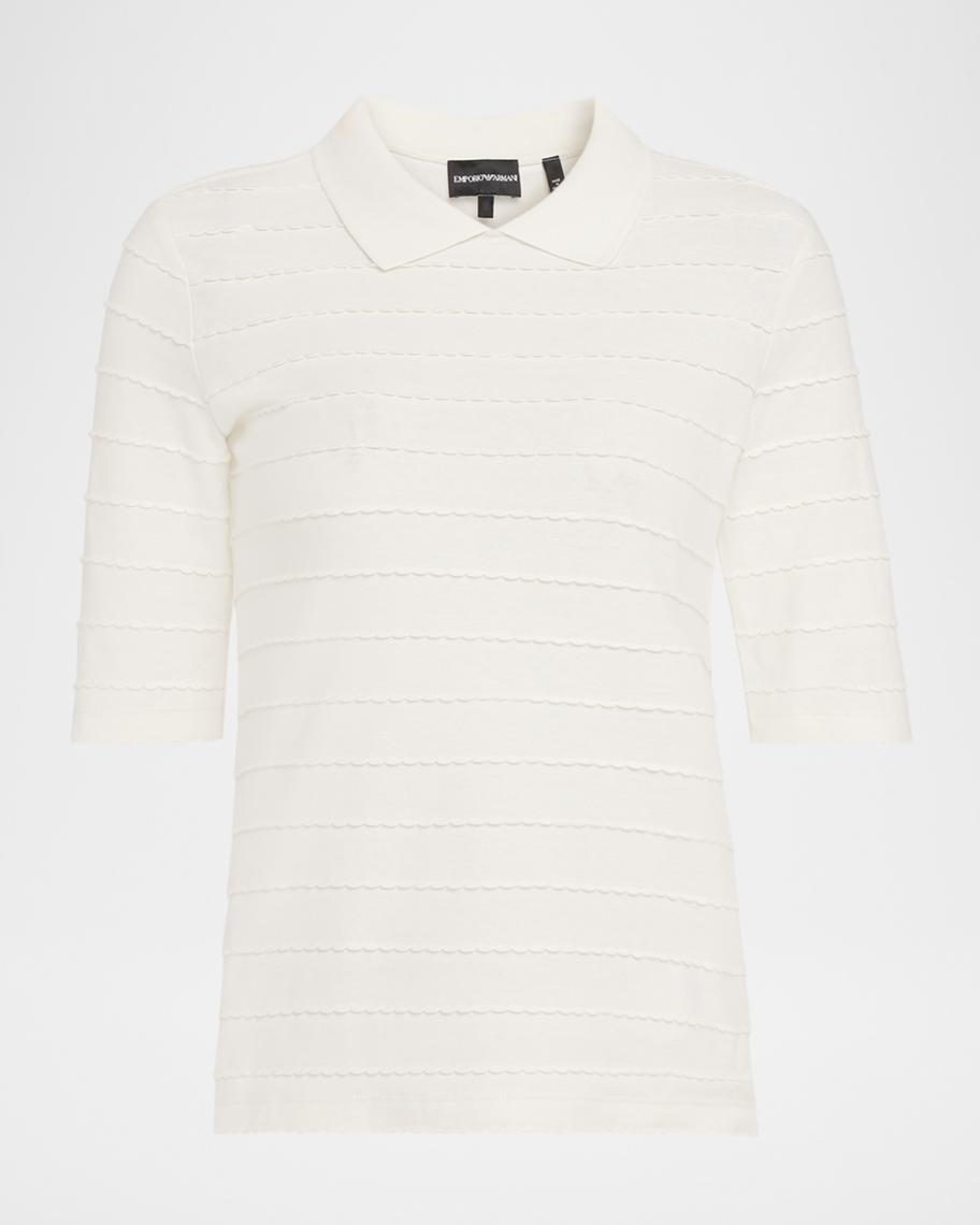 トップス emporio armani Emporio Armani Scallop-Trim Cotton Jersey Tee | Neiman Marcus
