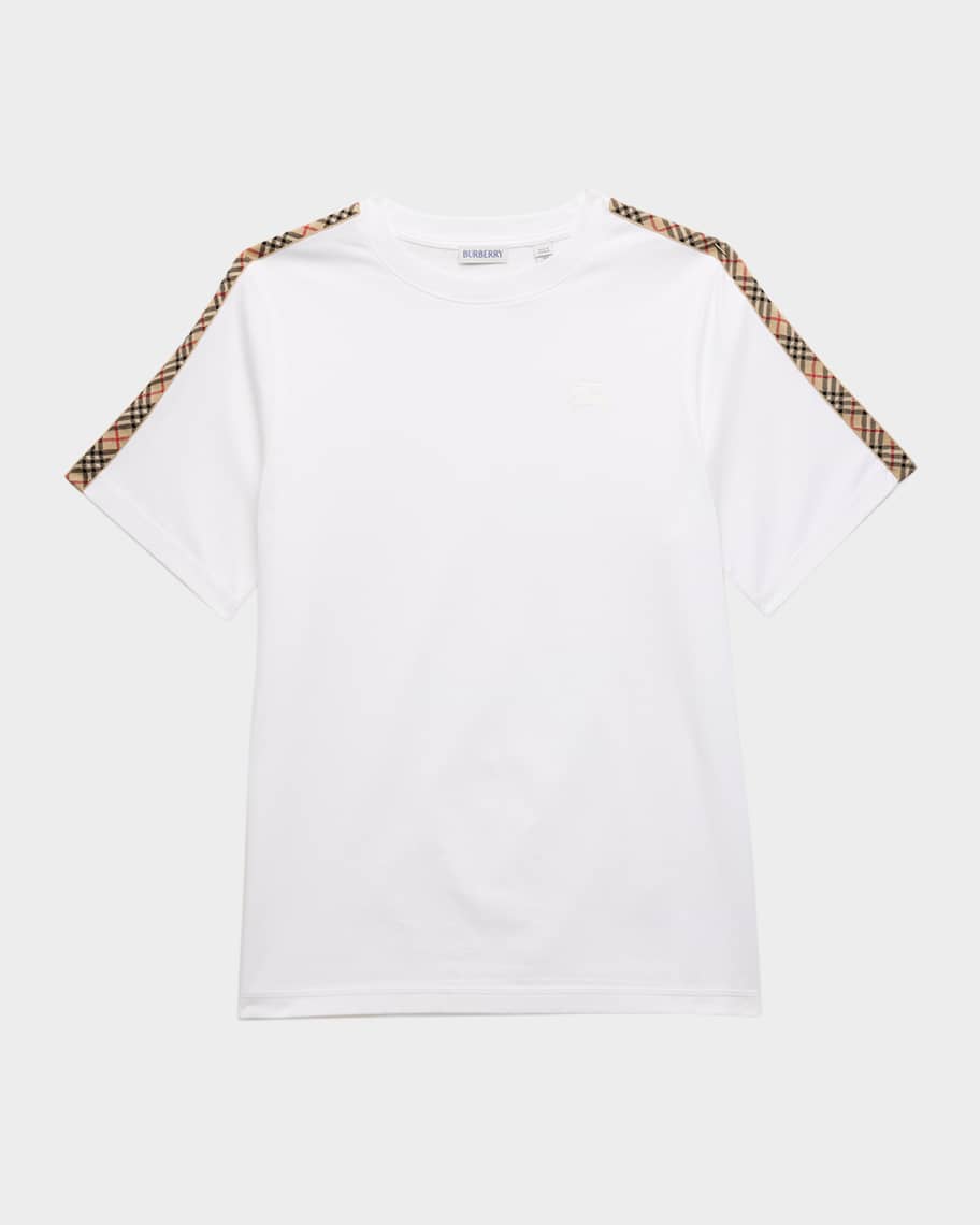 Burberry Girl's Cedar Check Tape Short-Sleeve Crewneck T-Shirt