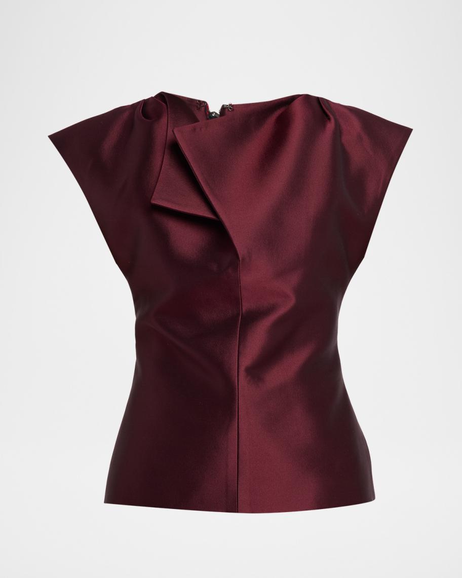 CHRISTOPHER JOHN ROGERS Silk Peel Cap-Sleeve Top | Neiman Marcus