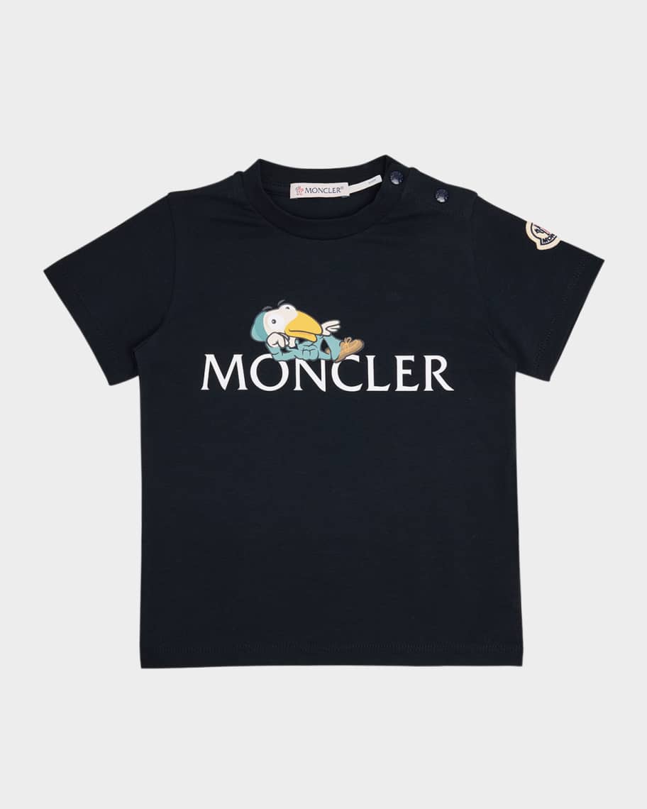 MONCLER ブラック 刺繍デザイン Tシャツ　キッズ Moncler Enfant ロゴ Tシャツ | ブラック | FARFETCH JP