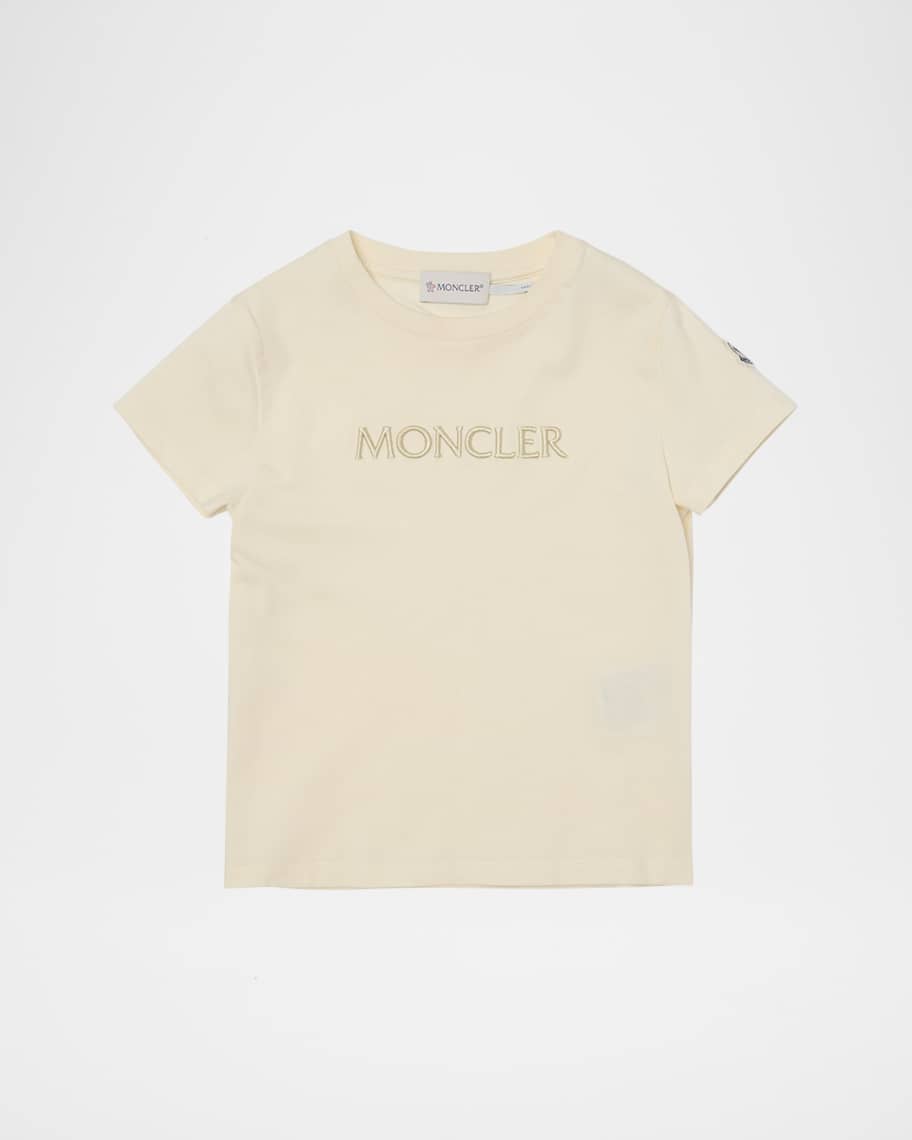 Tシャツ・カットソー MONCLER WOMEN Embroidered Tonal Logo Cotton T-Shirt Blush Pi MONCLER WOMEN Embroidered Tonal Logo Cotton T-Shirt Blush