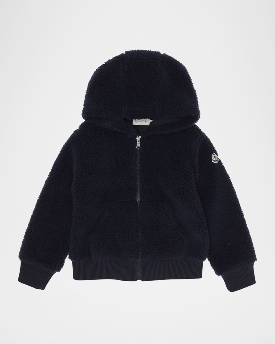 Moncler Boy's Teddy Fleece Zip-Front Sweatshirt, Size 4-6