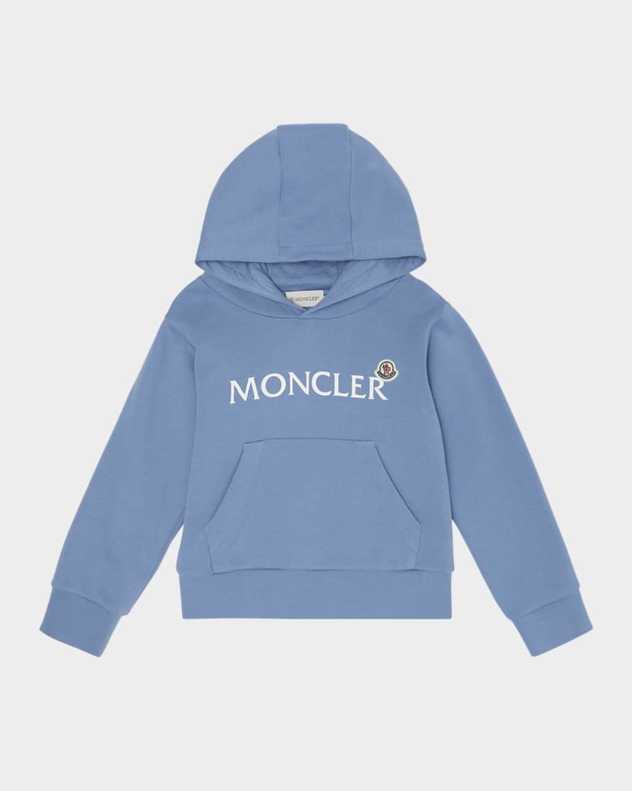 キッズ用トップス JUNIOR MONCLER Sweatshirts 954 9C00001 M1241745 Blue Moncler Boy's Embroidered Logo Patch Hoodie, Size 12-14
