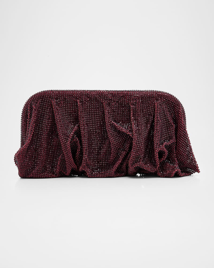 Benedetta Bruzziches Venus La Grande Pleated Crystal Mesh Clutch