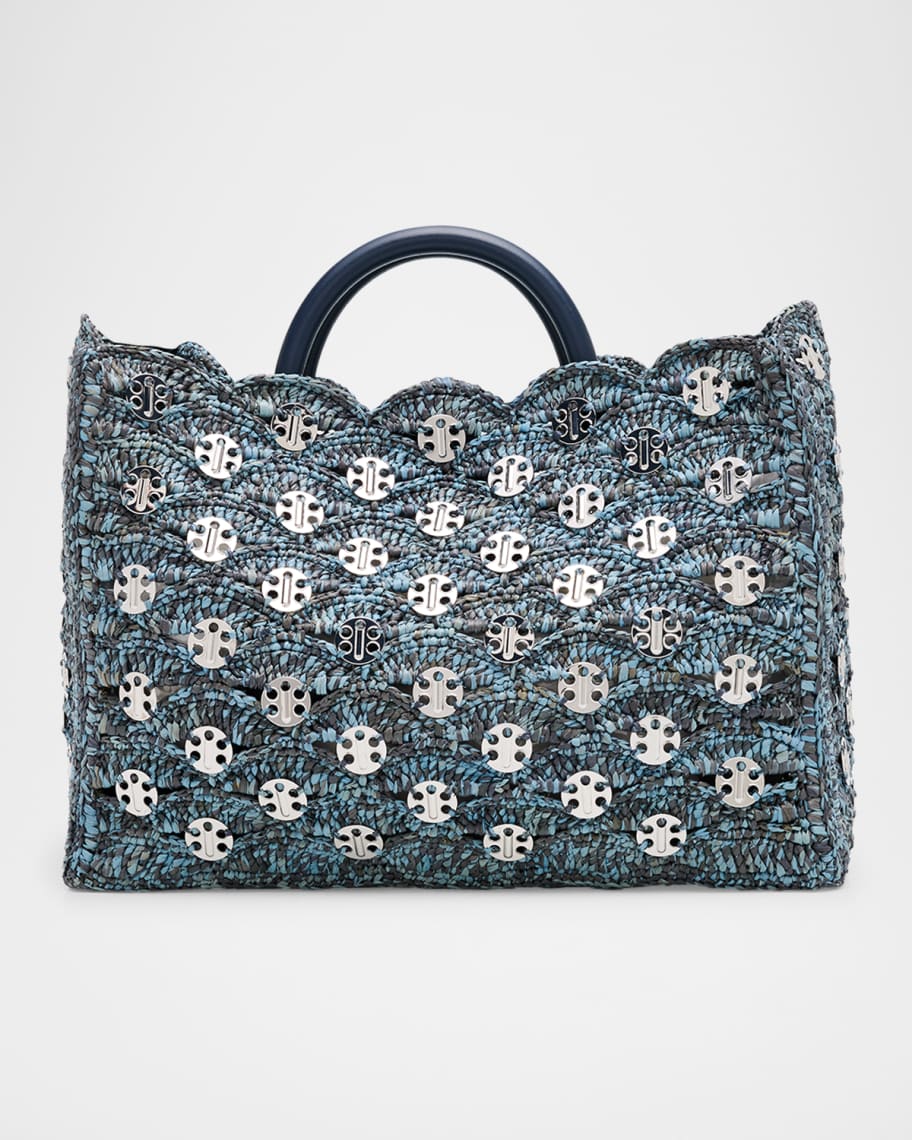 Rabanne Sac a Main Denim Raffia Tote Bag | Neiman Marcus
