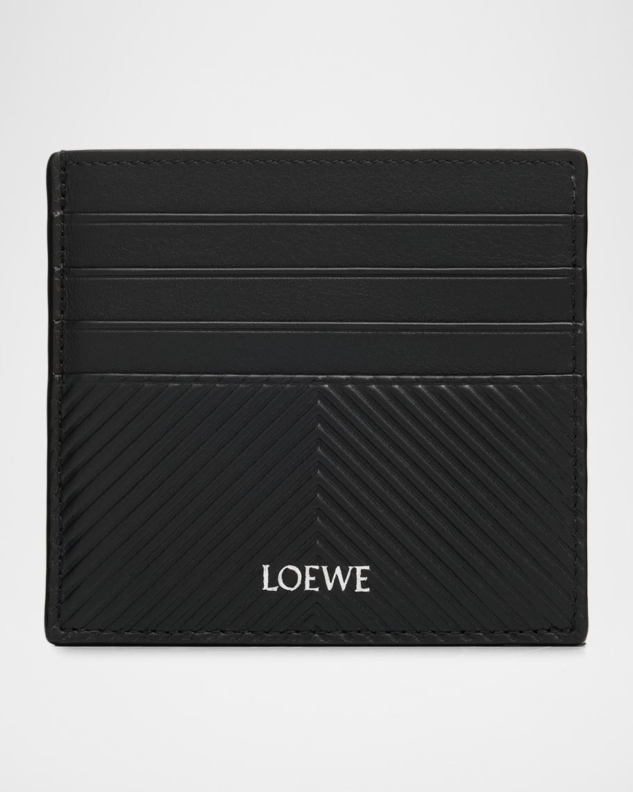 LOEWE Men's Embossed Leather Open Card Holder | Neiman Marcus