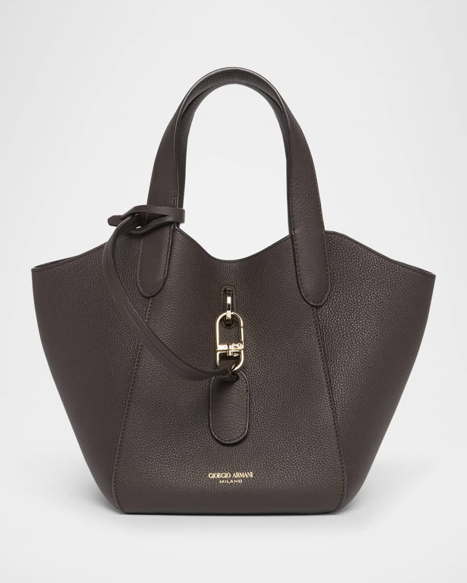 GIORGIO ARMANI レザー トートバッグ ミニボストン ブラック Giorgio Armani Small Grain Leather Tote Bag | Neiman Marcus