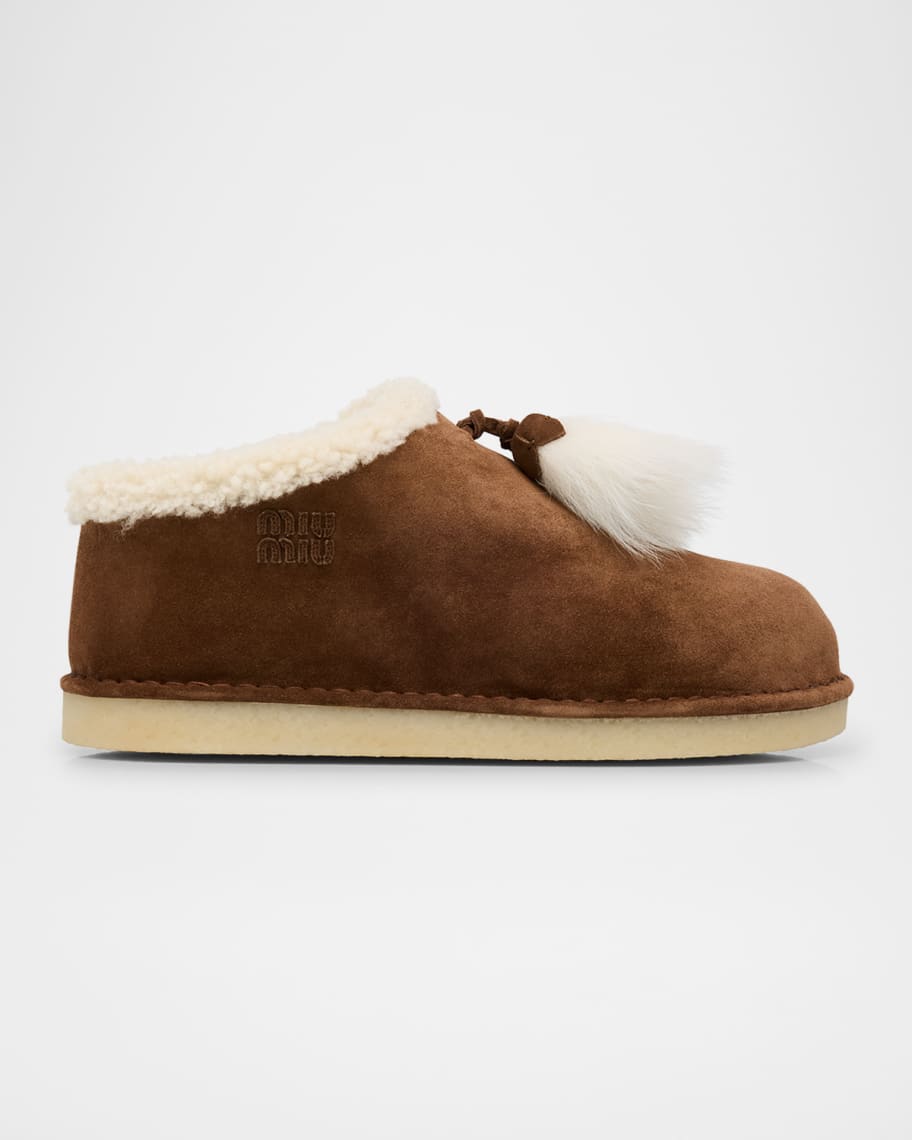 【Miu Miu】 Shearling-linedスエードスニーカー Miu Miu Shearling-lined suede sneakers Miu Miu
