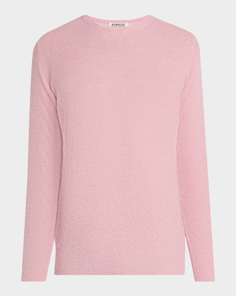 AURALEE Men's Baby Suri Alpaca Sheer Knit Crewneck Sweater