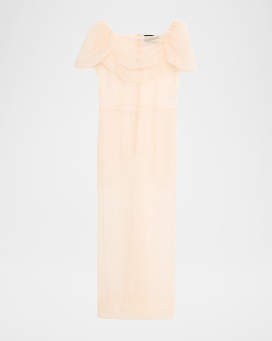Simone Rocha Sheer Sculpted Gathered Bust Dress | Neiman Marcus