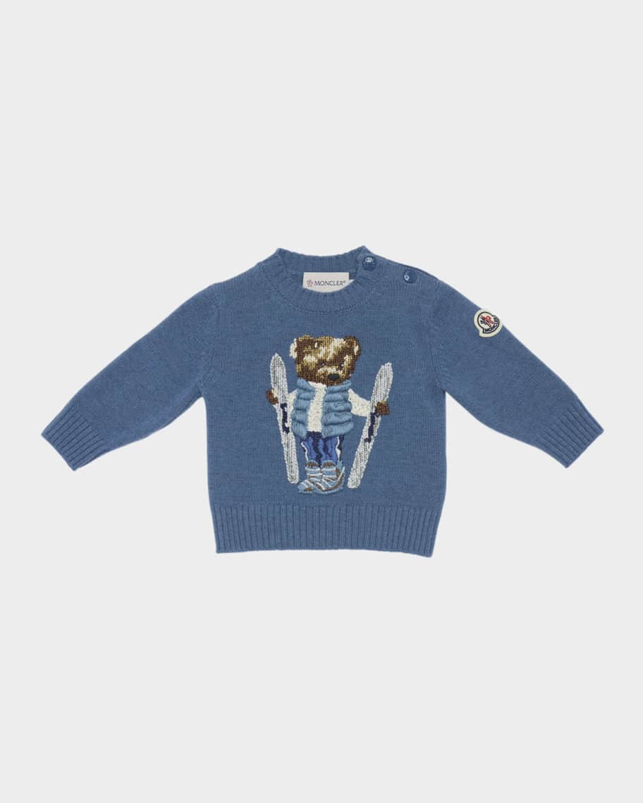 Moncler Boy's Ski Teddy Bear Crewneck Knit Sweater, Size 6M-3