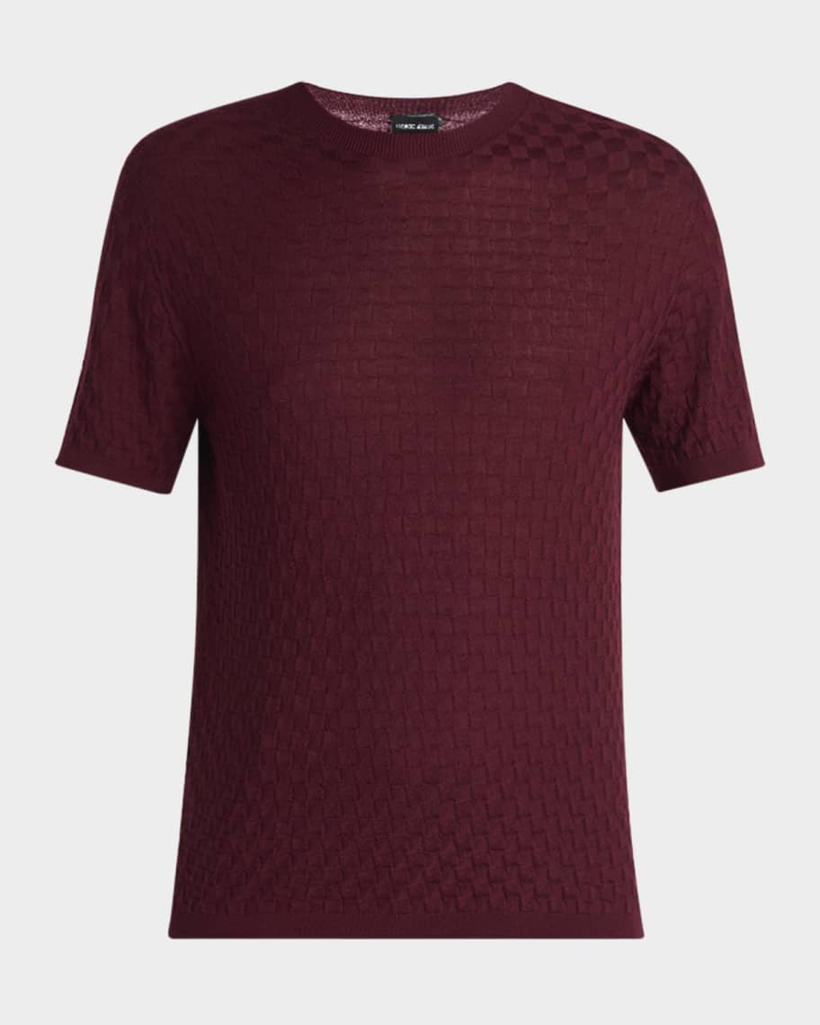 Giorgio Armani Men's Woven Quadrant Cashmere and Silk Crewneck