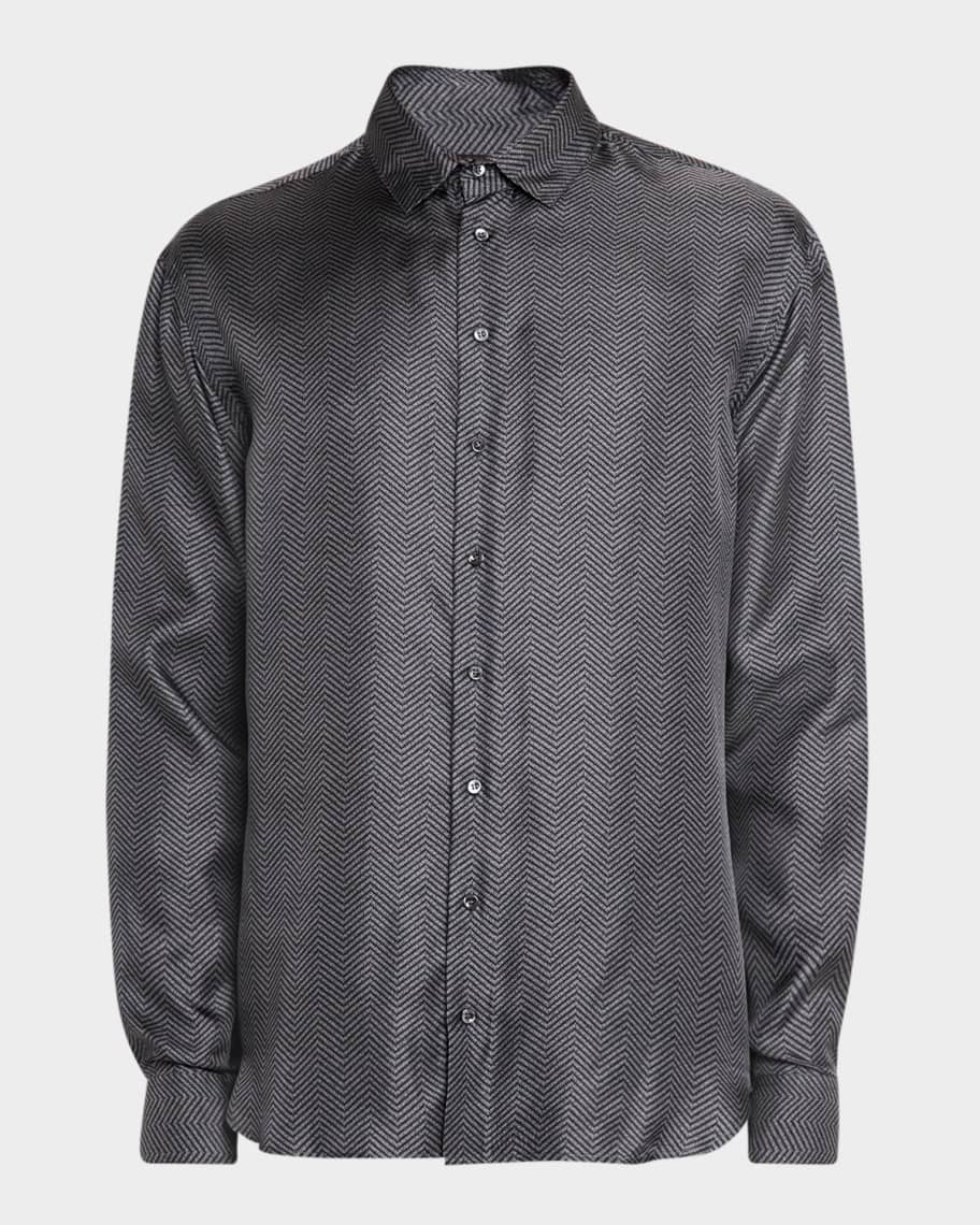 Giorgio Armani Men's Chevron Silk Dress Shirt | Neiman Marcus