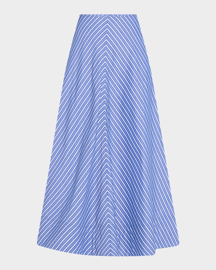 Brandon Maxwell Knox Striped Low Slung Midi Circle Skirt | Neiman