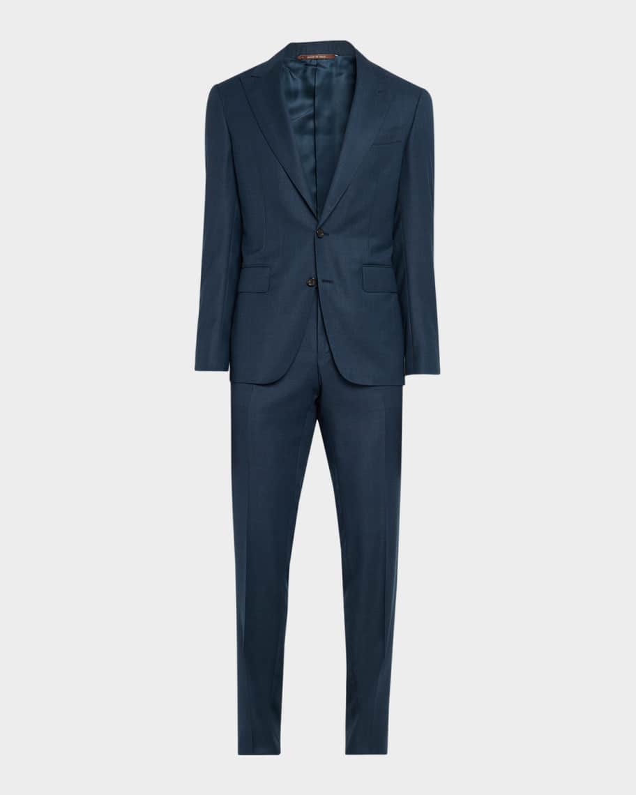 Canali Men's Wool Windowpane Peak Lapel Suit
