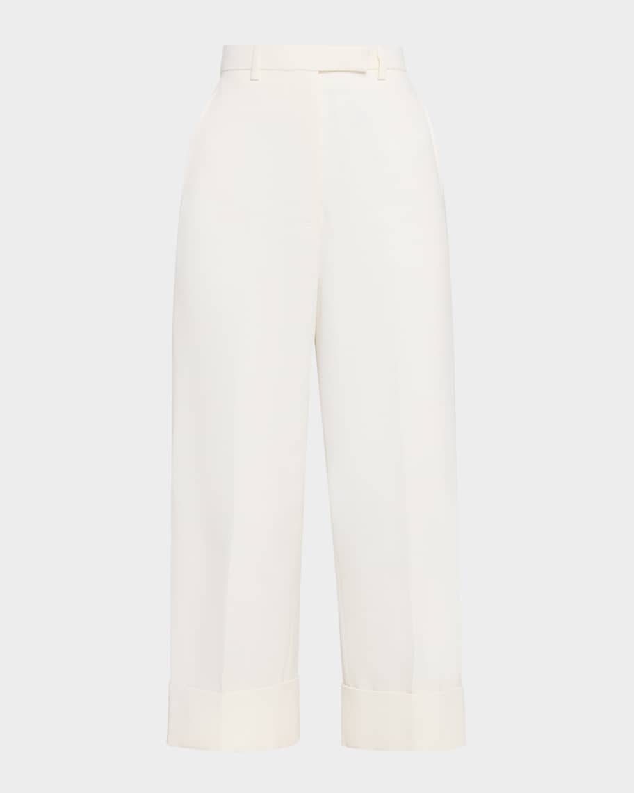 Thom Browne High-Rise Organic Cotton Canvas Straight-Leg