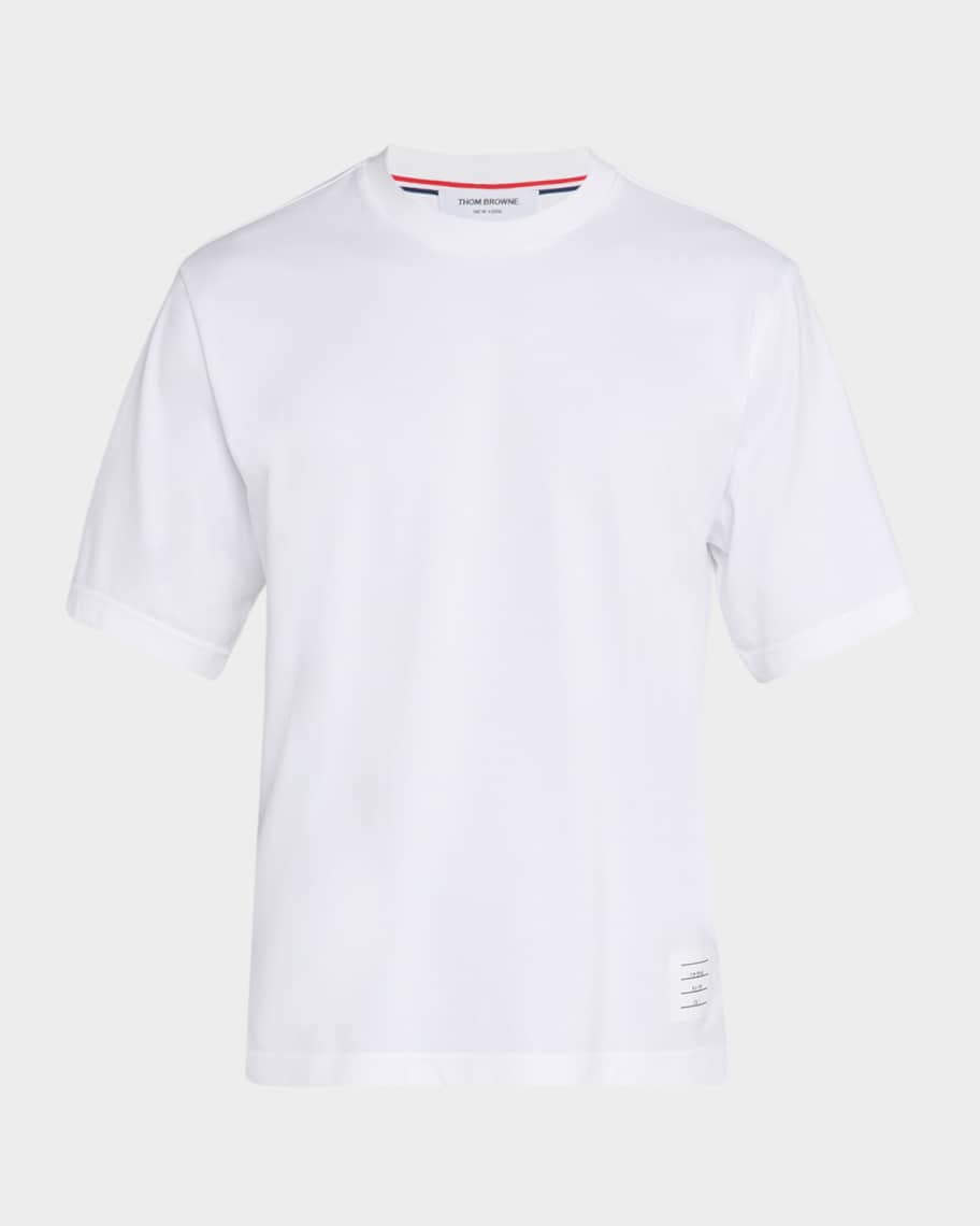 【送料&関税込】Thom Browne Crewneck T-shirt Thom Browne Men's Cotton Stripe-Trim Crewneck T-Shirt