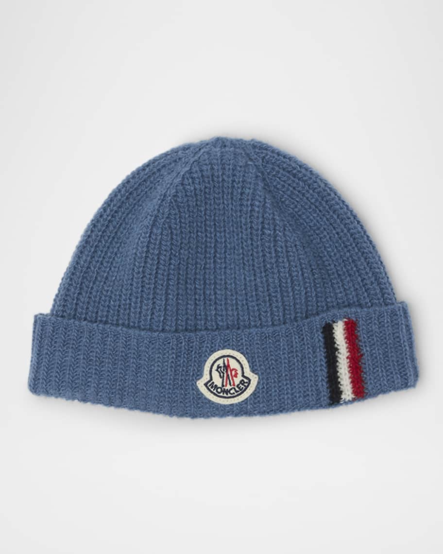 Moncler Boy's Wool Knit Logo Beanie | Neiman Marcus